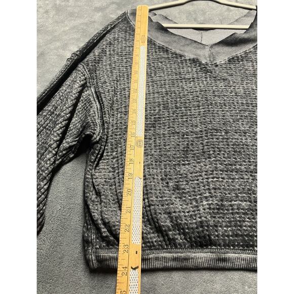 We The Free Top Woman’s XS Gray Oversized Waffle Knit V-Neck Slouchy Boho - Picture 2 of 10